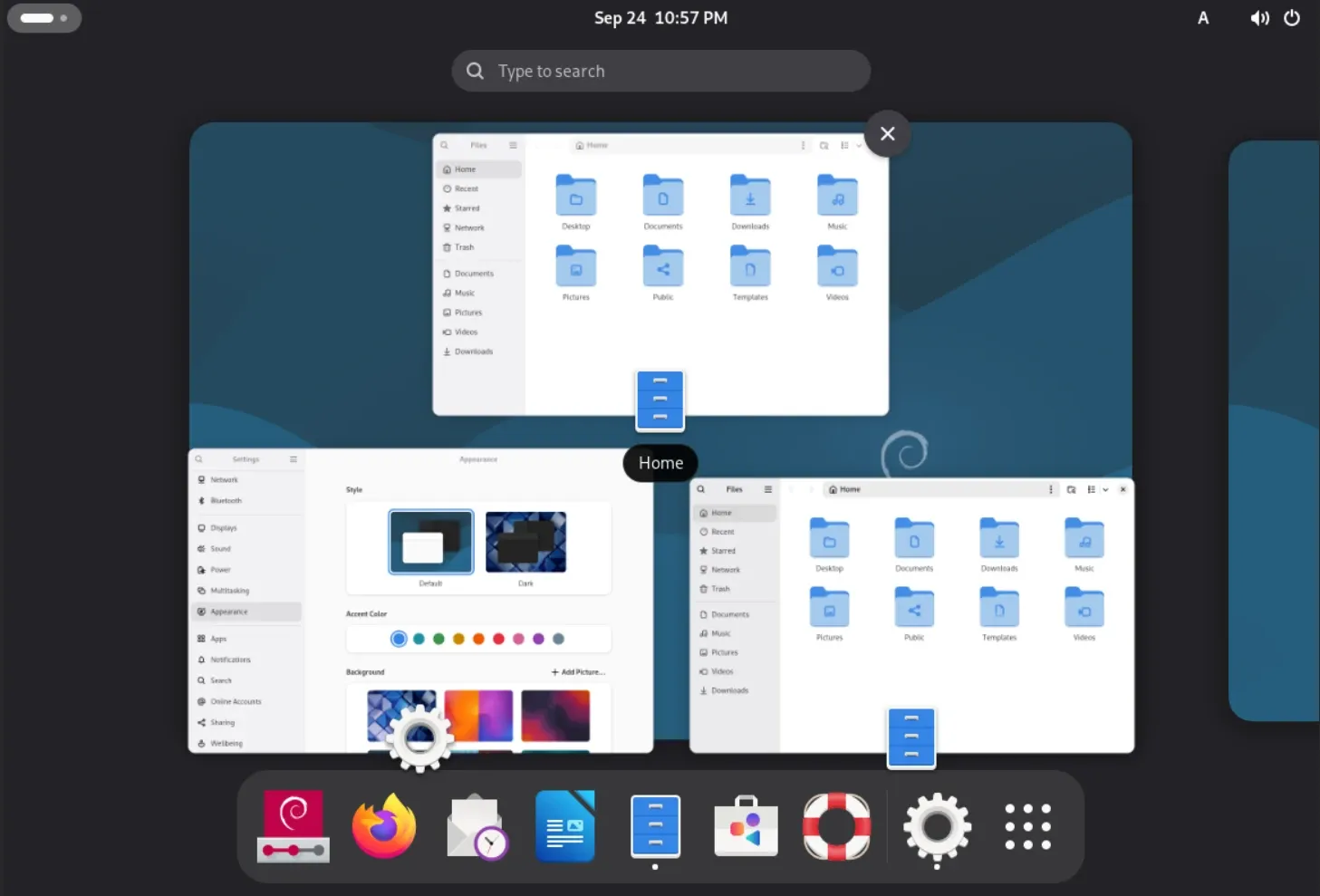 Debian: Die Aktivitätenübersicht von GNOME