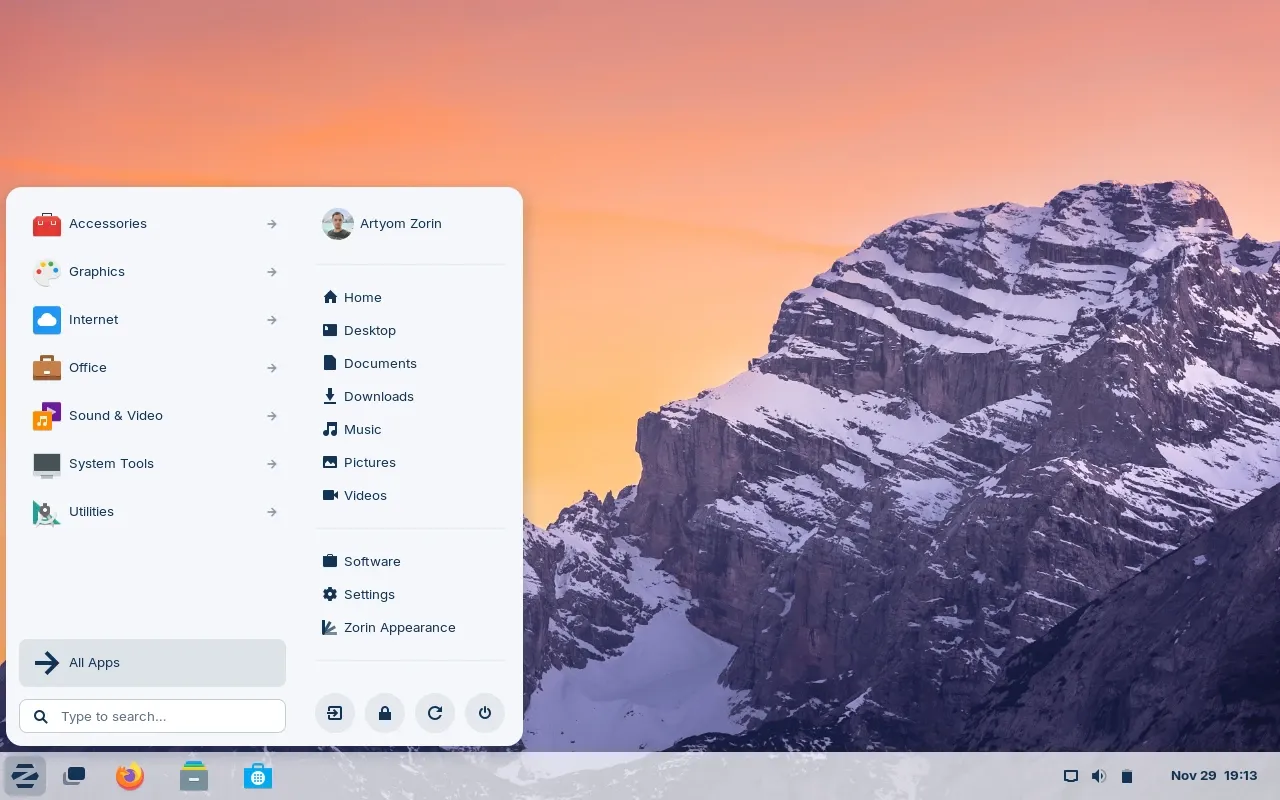 Zorin OS: Die Oberfläche lässt sich per Klick umstellen